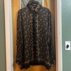 CETA ITALIANA 100% SILK MENS BUTTON DOWN SHIRT